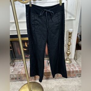 Ivy‎ Jane Women's Black Linen Drawstring Pants Medium Wide Leg Lounge Boho